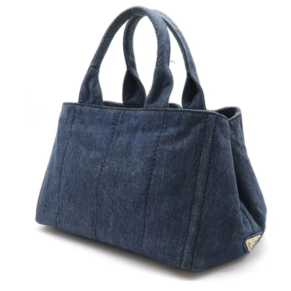 Prada Canapa Denim Bag Avio Canvas Blue Tote - Picture 1 of 7